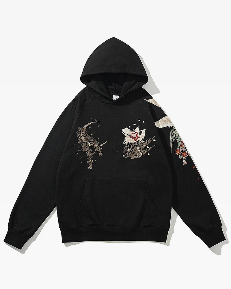 Japanese embroidered hoodie on sale