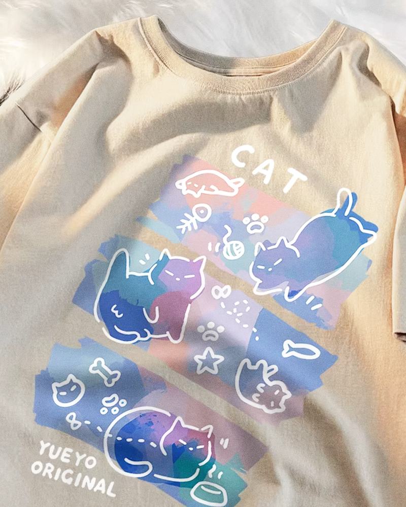 Cat Print T Shirt