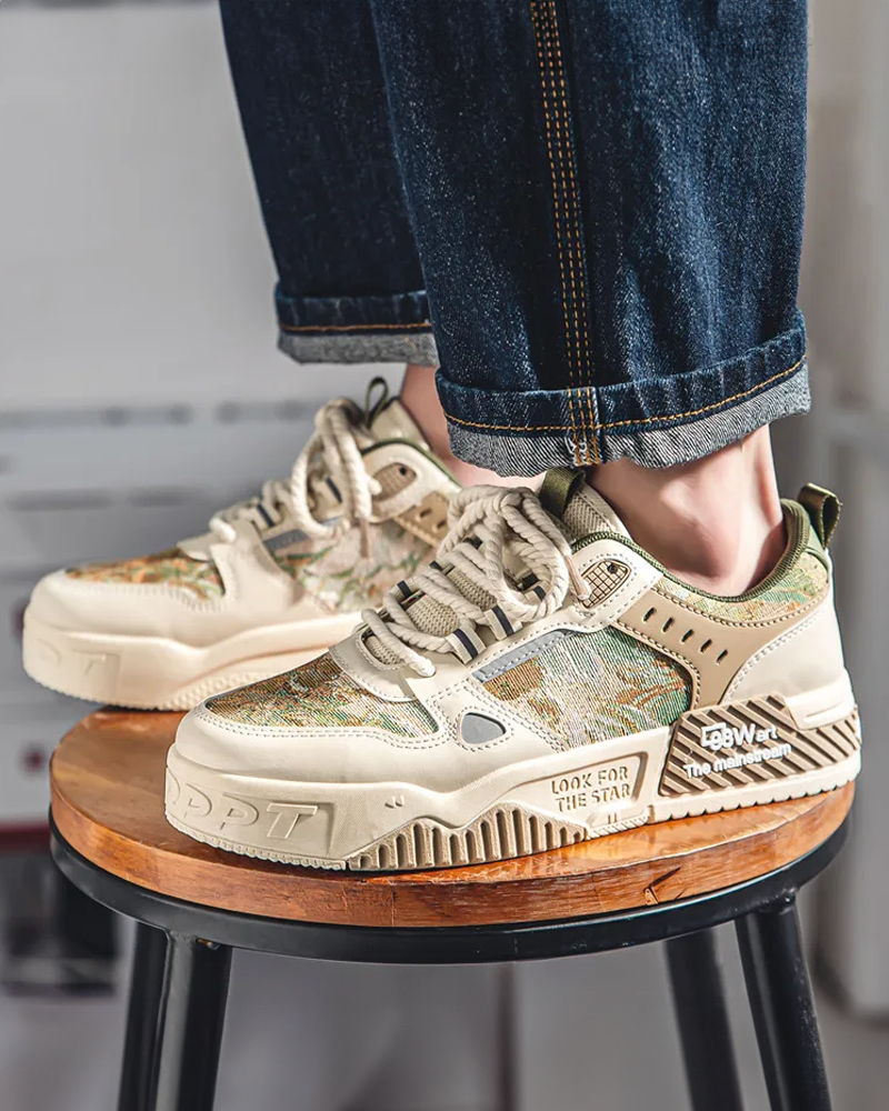 Beige And Green Sneakers
