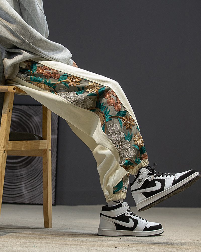 Floral Embroidered Pants