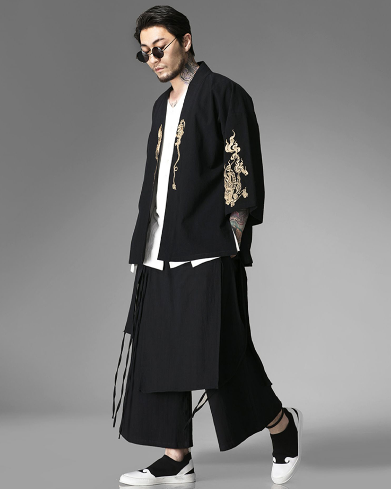 Embroidered Kimono Cardigan