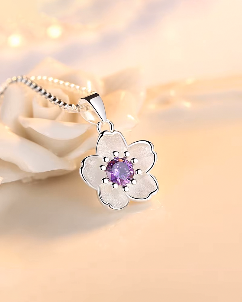 Cherry Blossom Necklace Silver