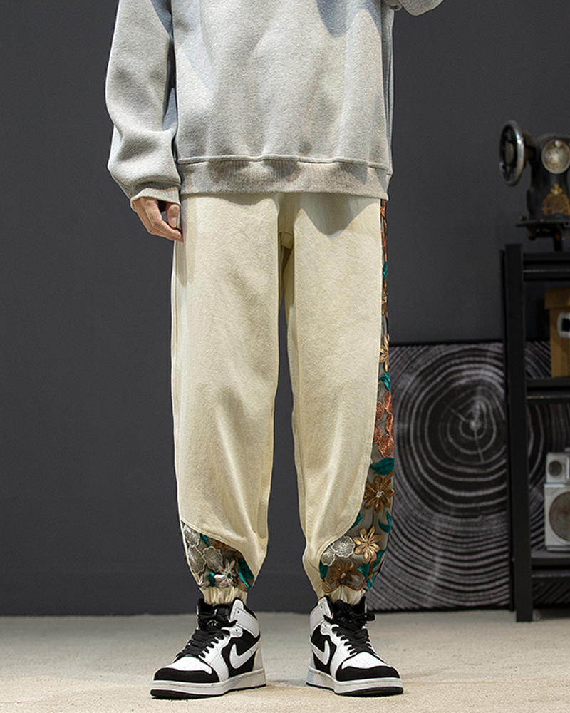Floral Embroidered Pants