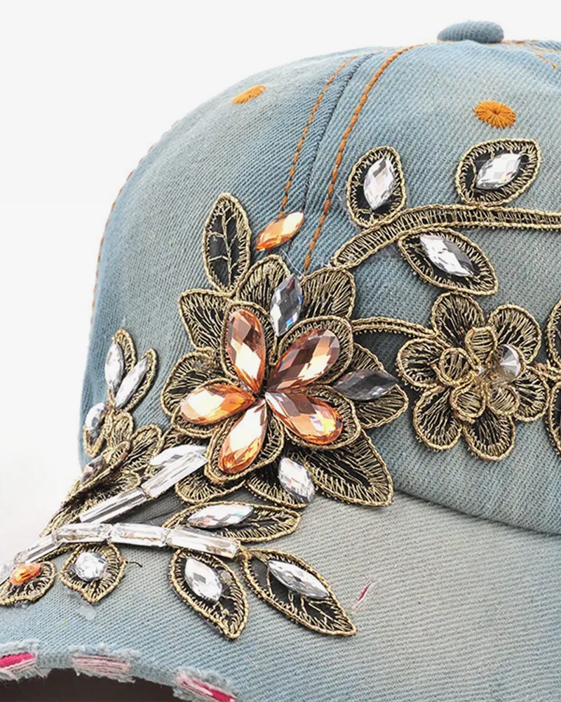 Flower Embroidered Baseball Cap