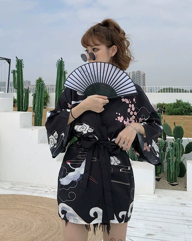 Japanese Crane Kimono