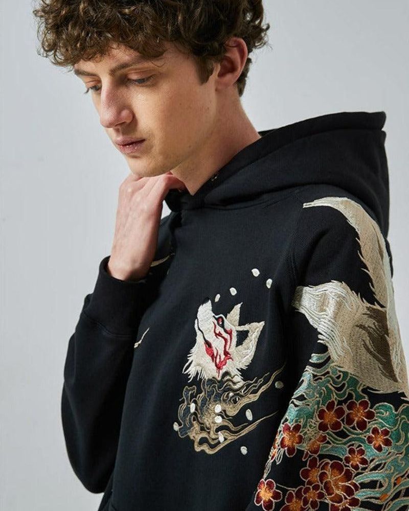 Japanese embroidered hoodie Clearance