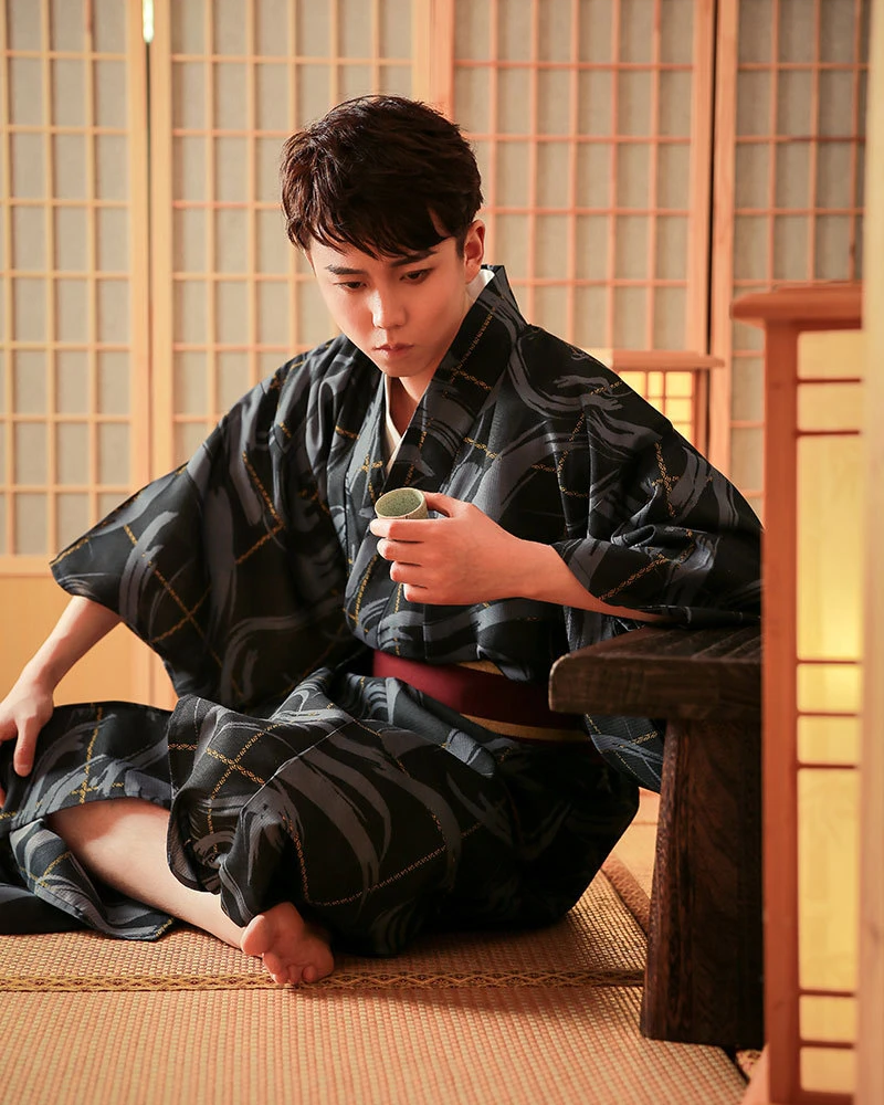 Black And Blue Kimono