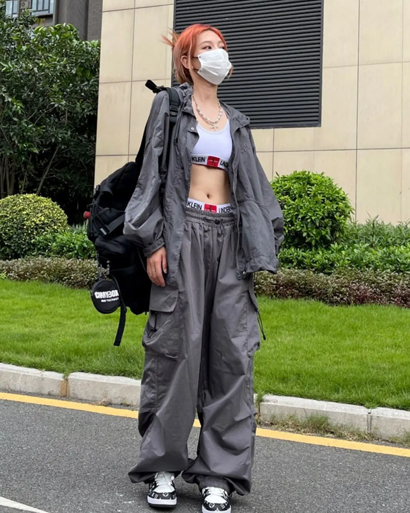 Gray Parachute Pants