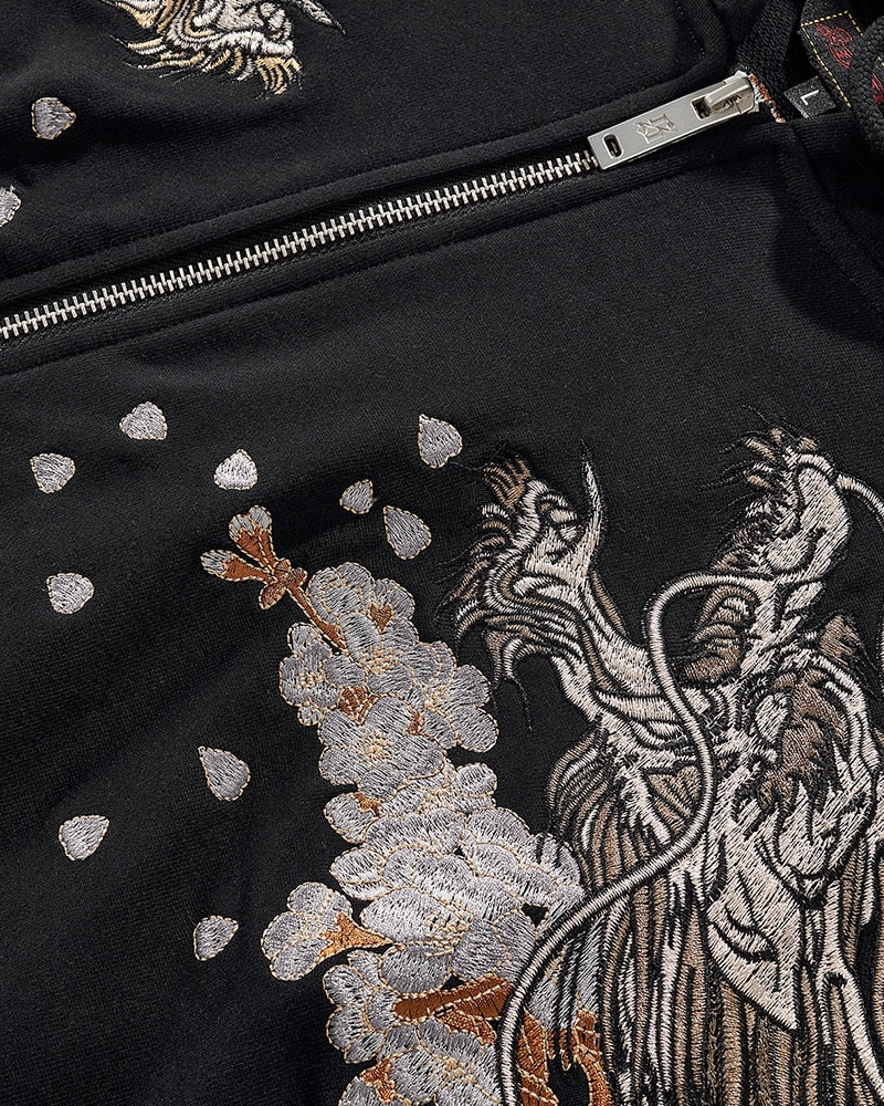 Embroidered Zip Up Jacket
