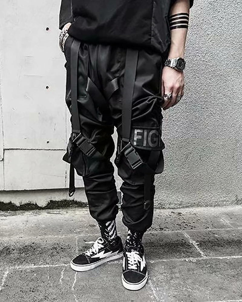 Black Cargo Pants Streetwear | Yokai Clothing