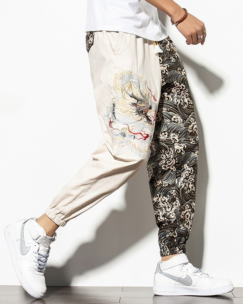 Dragon Embroidered Pants