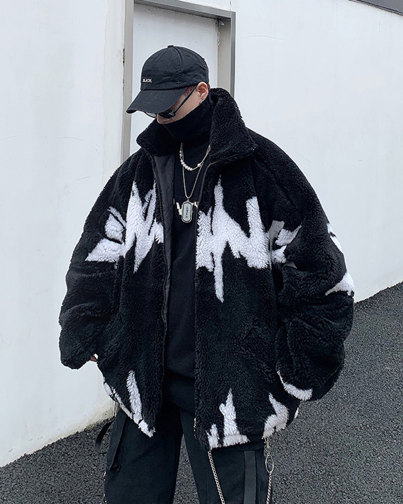 Black And White Fleece Jacket
