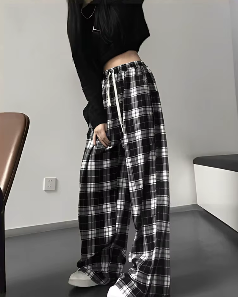 Black And White Plaid Pants