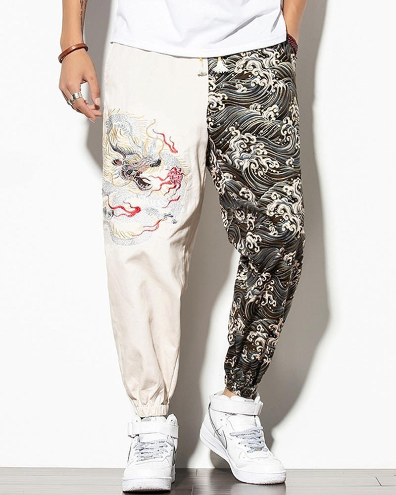 Dragon Embroidered Pants