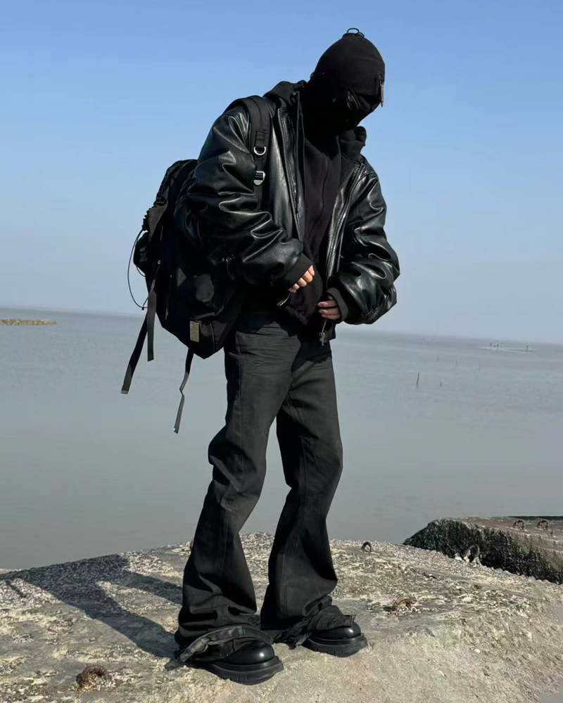 Faux Leather Oversized Bomber Jacket