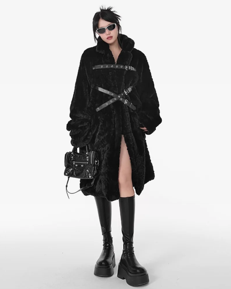 Long Black Faux Fur Coat Womens