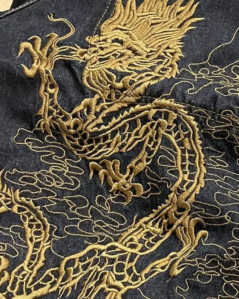 Dragon Embroidered Jeans