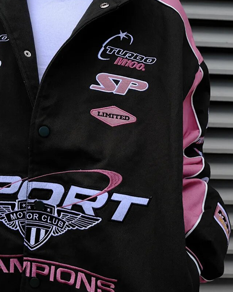 Black And Pink Racer Jacket