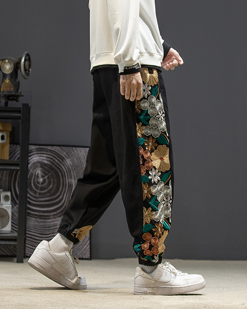 Floral Embroidered Pants