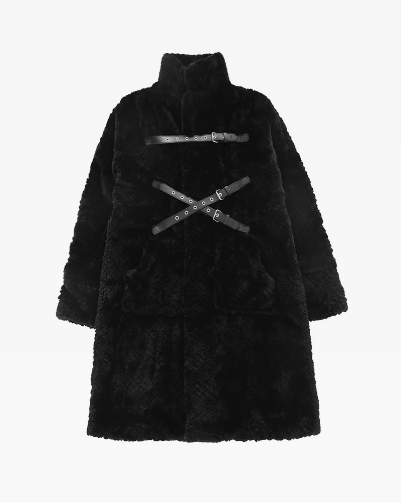 Long Black Faux Fur Coat Womens