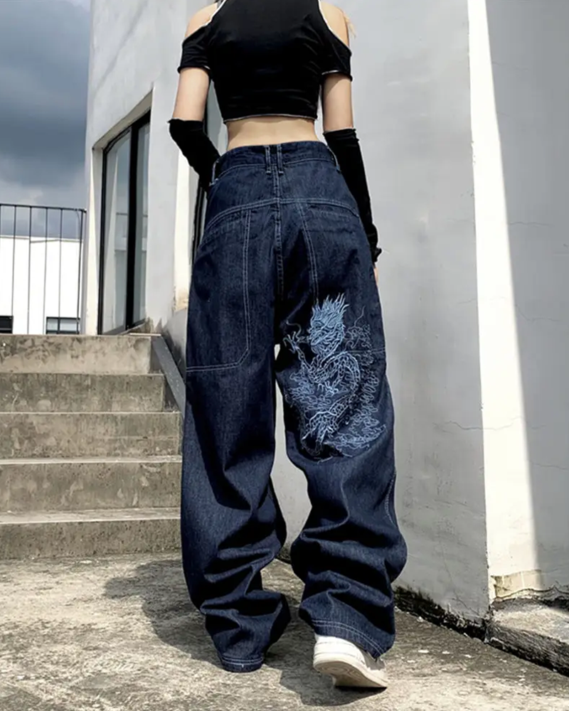 Dragon Embroidered Jeans