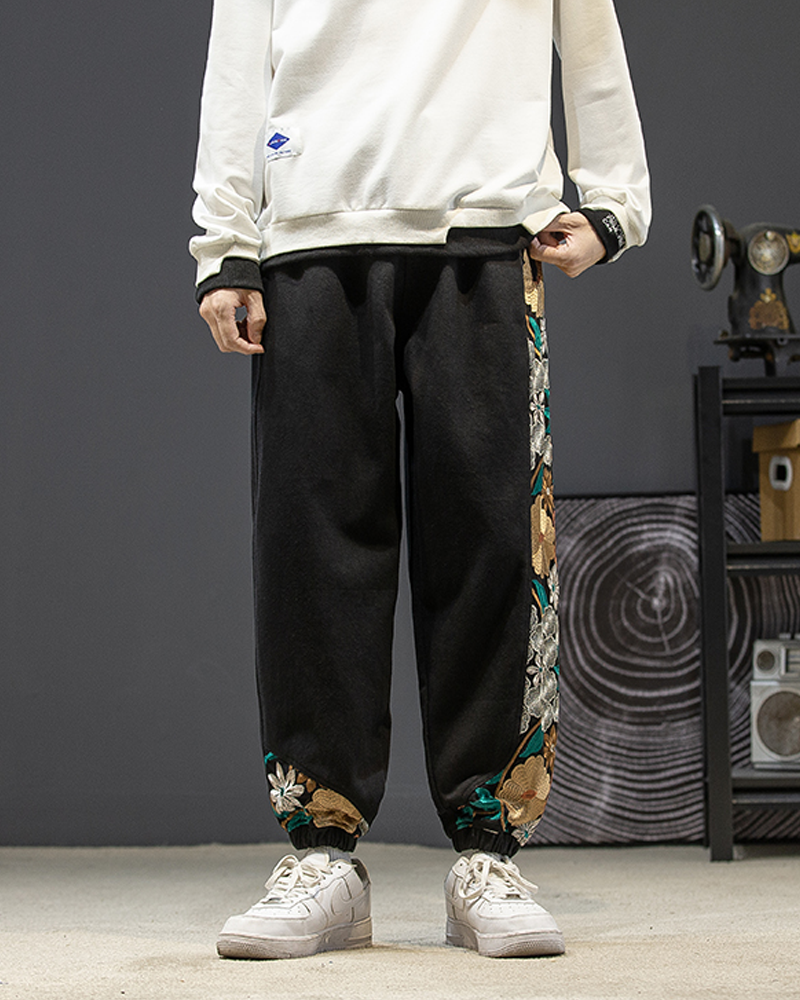 Floral Embroidered Pants